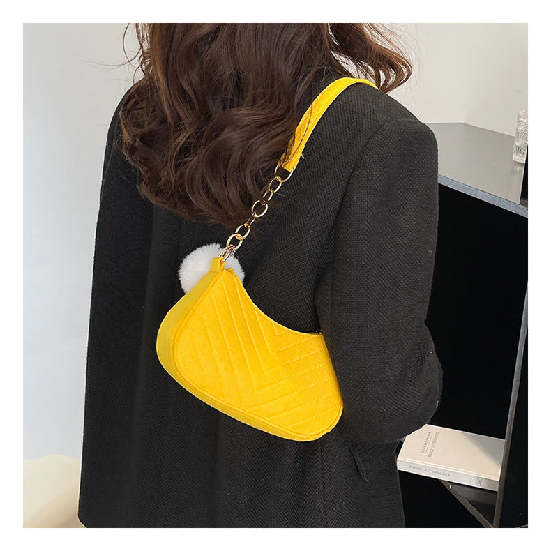 Wholesale Casual fur ball women' s bag retro crossbody bag shoulder small square bag